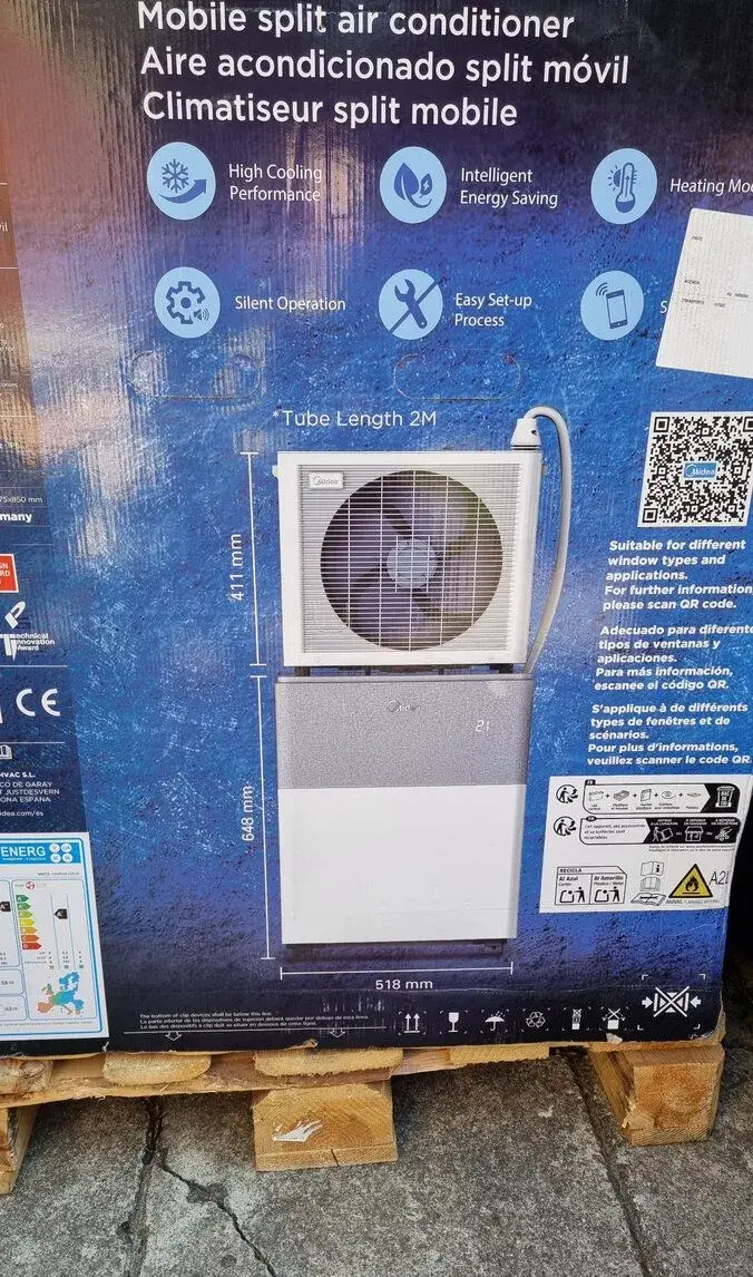 Midea PortaSplit 3,5 kW, mobilní klimatizace, 12 000 BTU, Wi