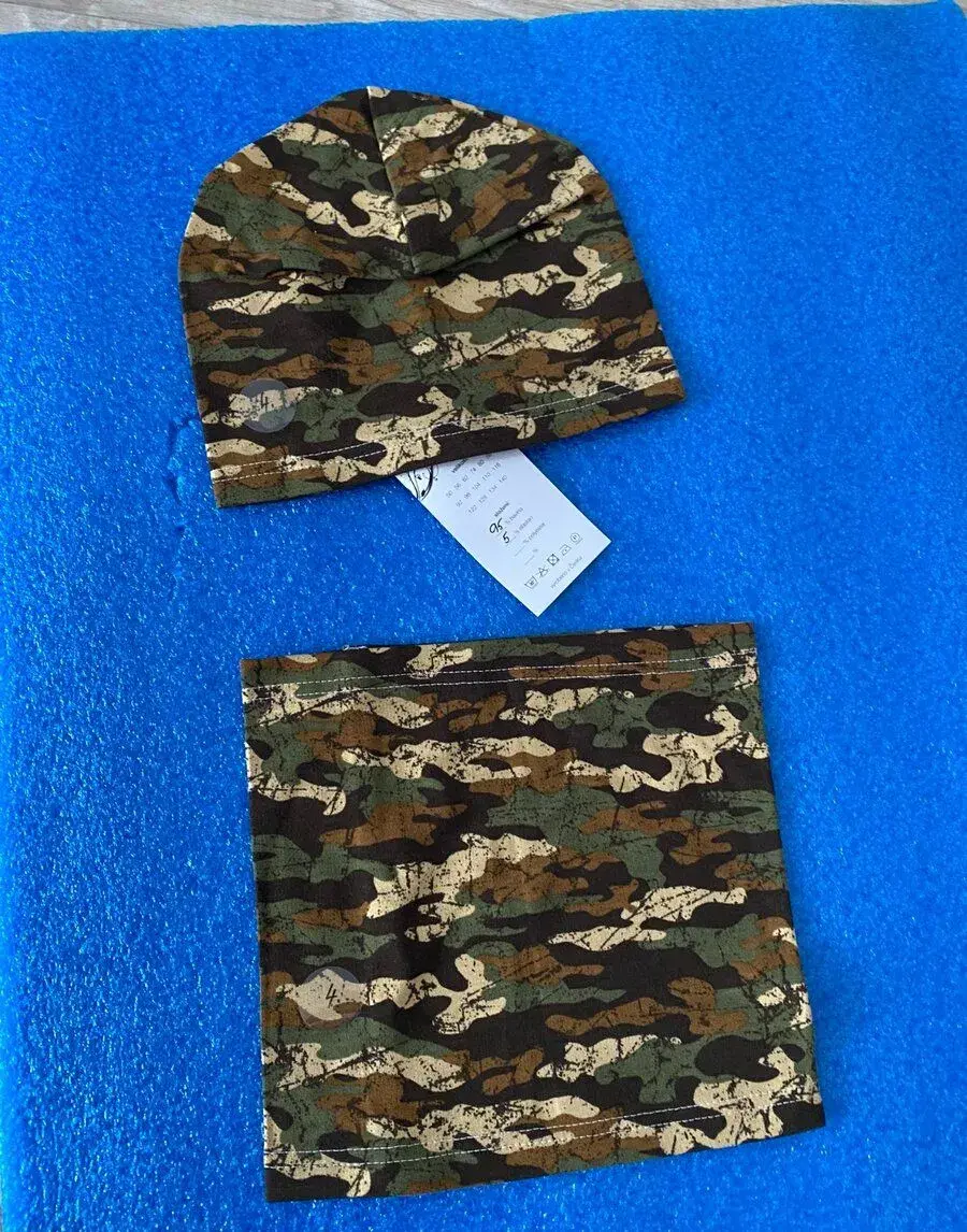🌿 NOVÝ 2dílný set ČEPICE + NÁKRČNÍK Maskáč / Camo