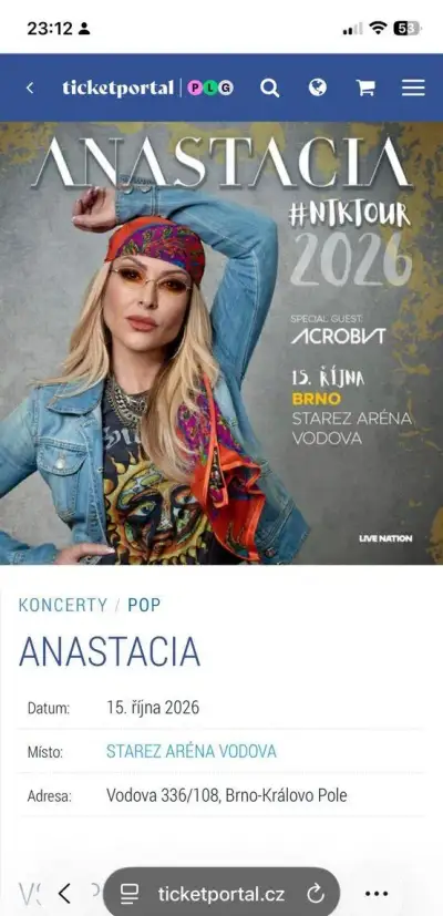 Anastacia koncert Brno 15.10.2026