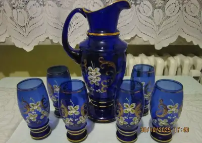 sada z Novoborského skla (džbánek + 6sklenic)