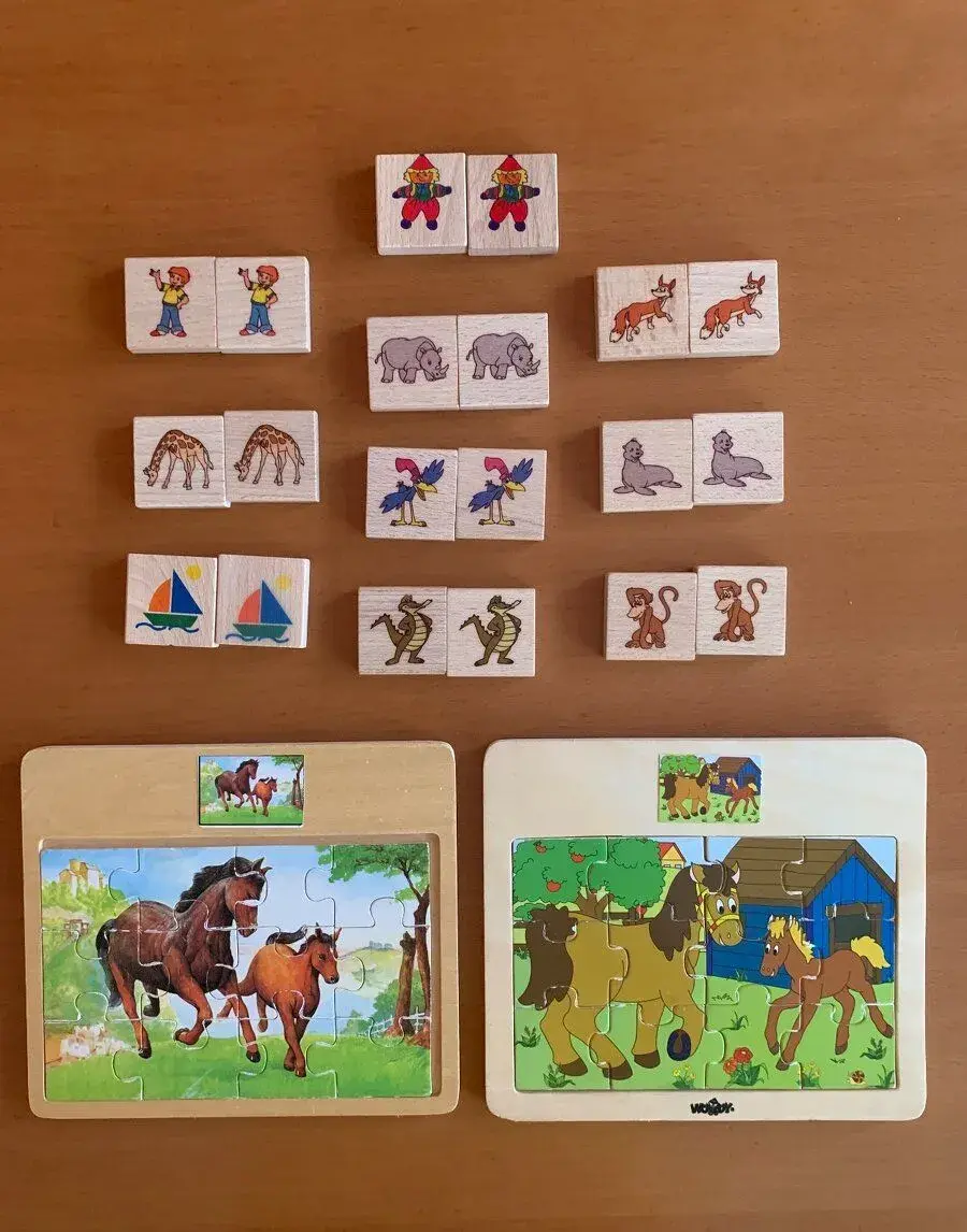 Dřevěné dětské puzzle a pexeso