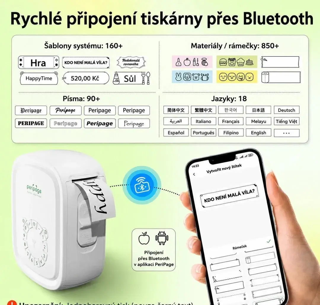 Bluetooth tiskárna štítků PeriPage P10Pro