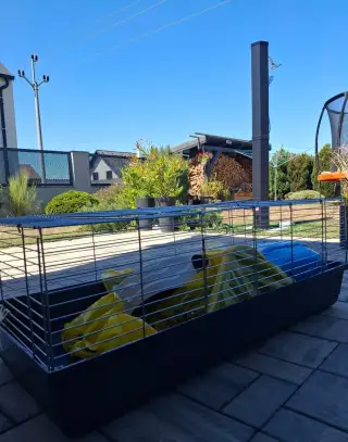 Klec pro králíky + kompletní vybavení a přepravka