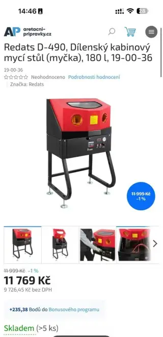 Dílenský kabinový mycí stůl (myčka)
