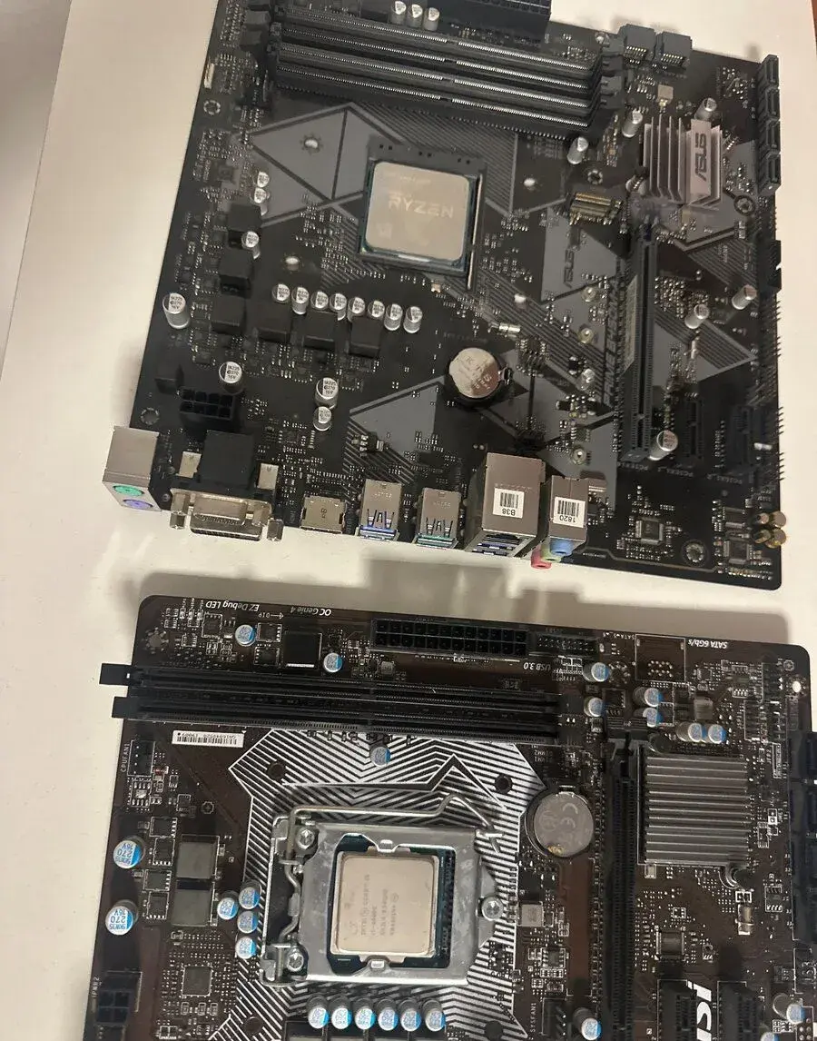 Asus b450 + 2200g, msi h110 + 6600k