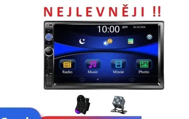 2 DIN rádio 7"; český návod, NOVÉ, ZÁRUKA, autorádio