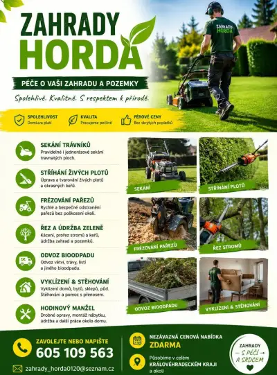 ZAHRADNÍ PRÁCE, VYKLÍZENÍ, DOPRAVA A ZIMNÍ ÚDRŽBA