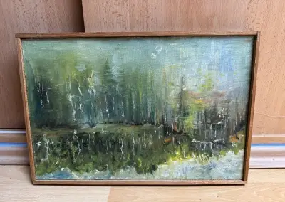 Obraz - Olejomalba – lesní krajina, 41 × 62 cm