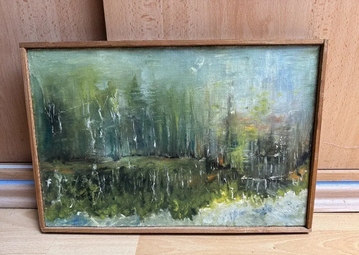 Obraz - Olejomalba – lesní krajina, 41 × 62 cm