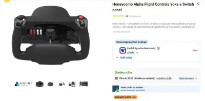 Kompletní letecký simulátor: Honeycomb Alpha + Bravo + Pedál