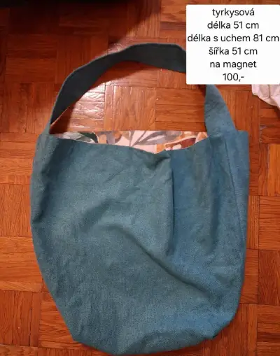 Tyrkysová plátěná taška na magnet