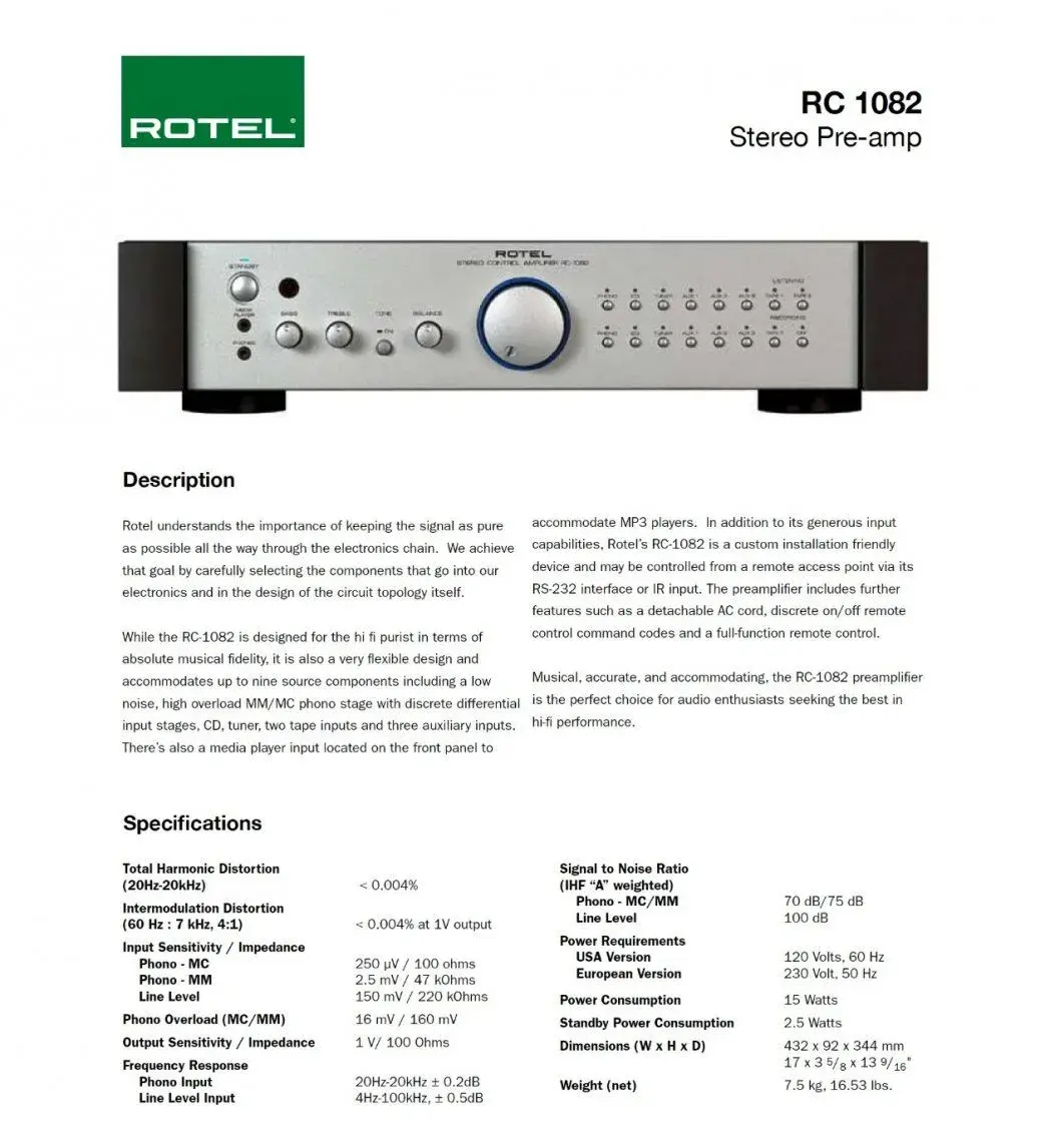 ROTEL PŘEDZESILOVAČ 1082 a KONCOVÝ ZESILOVAČ 1092