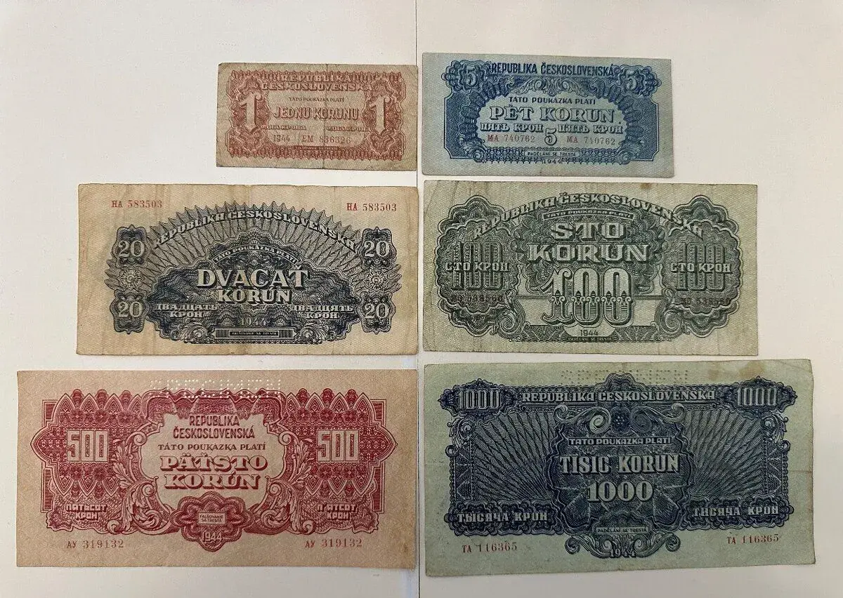Bankovky Československo - sada ČSR 1944 - Osvobození