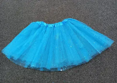 Tylová tutu sukně, cca 3-6 let, světle modrá s flitry