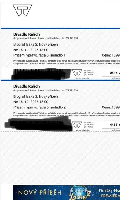 2x lístek do Divadla Kalich