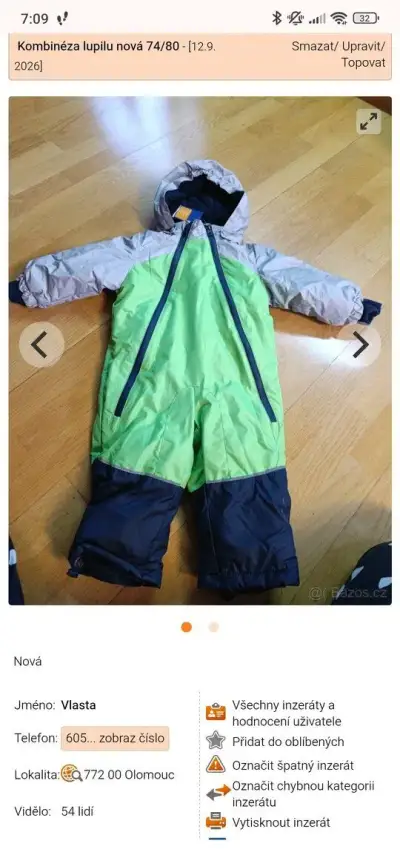 Nová kombinéza lupilu 74/80