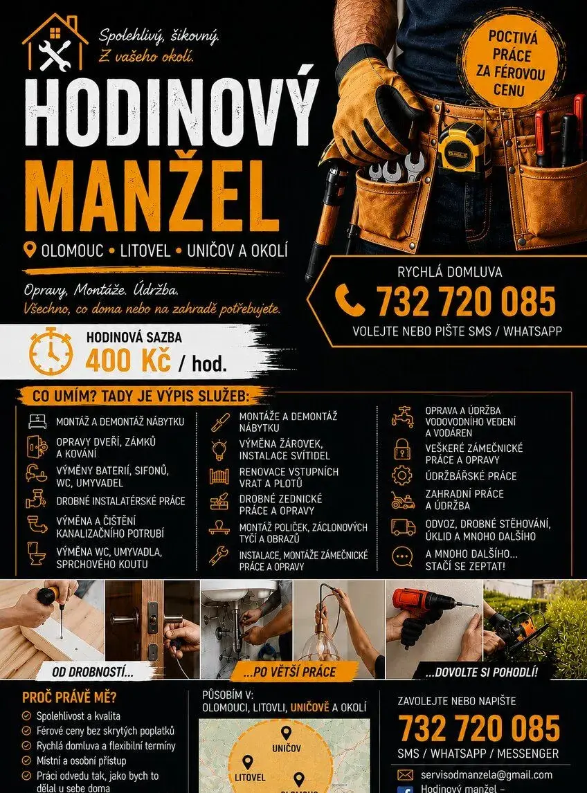 Hodinový manžel – opravy, montáže, údržba | Olomouc, Litovel