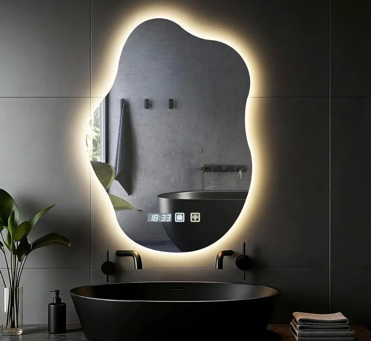 Nové Koupelnové LED zrcadlo s motivem obláčku 70 × 50 cm