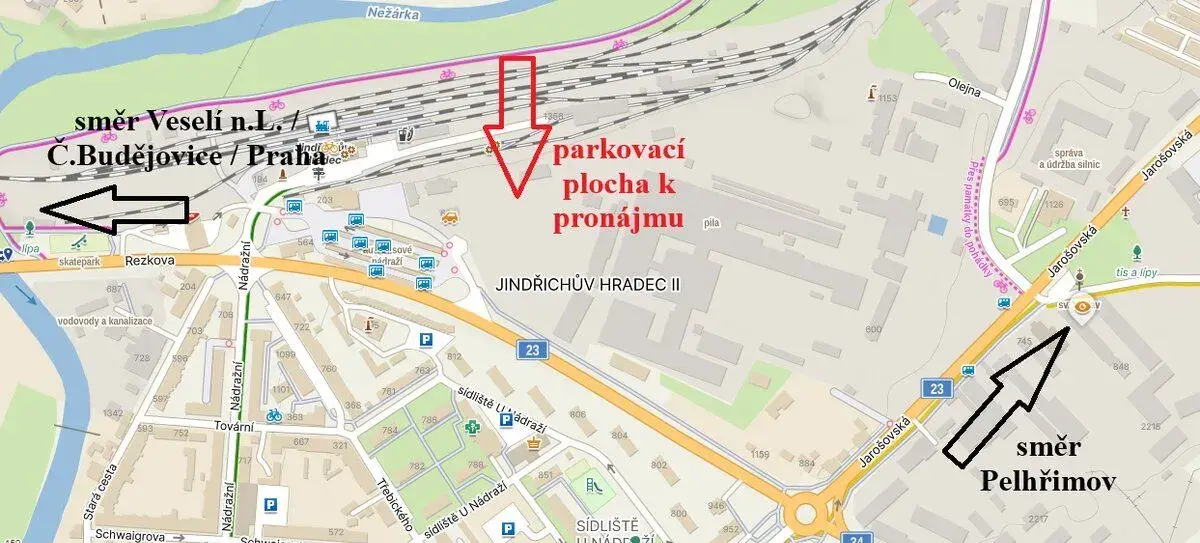 Pronájem parkovacích míst (plochy) Jindřichův Hradec