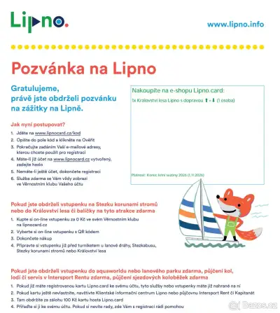 Vstupenky Království lesa LIPNO s lanovkou oběma směry