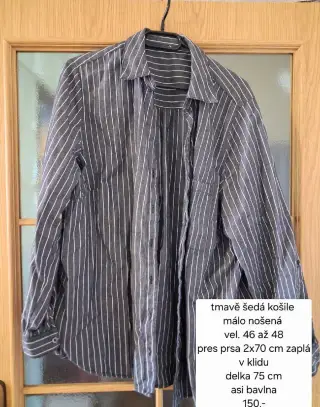 Šedá pruhovaná dámská košile vel. 46