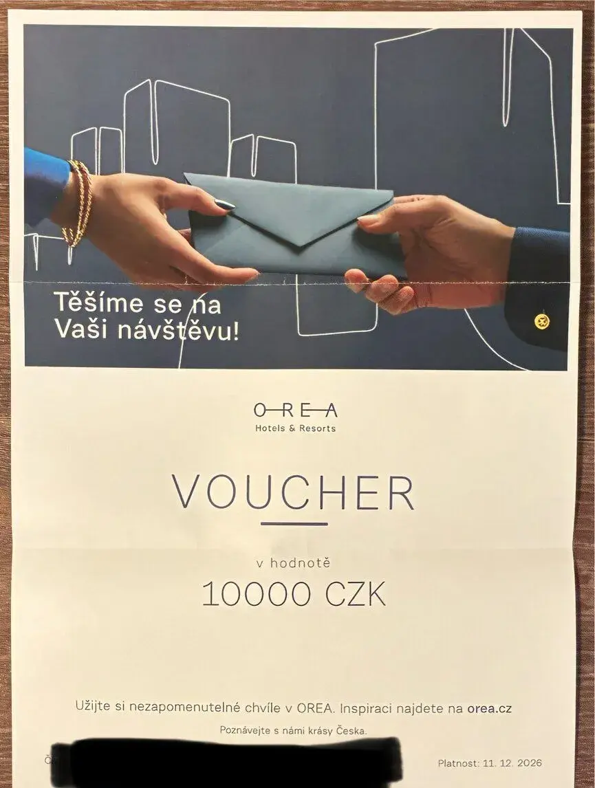 Voucher OREA Hotels & Resorts 10 000 Kč – Na prodej: za 8 000 Kč