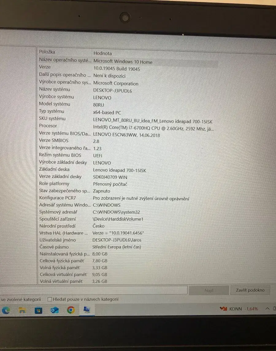 Herní notebook Lenovo Ideapad 700-15ISK / i7 / 8GB RAM / GTX