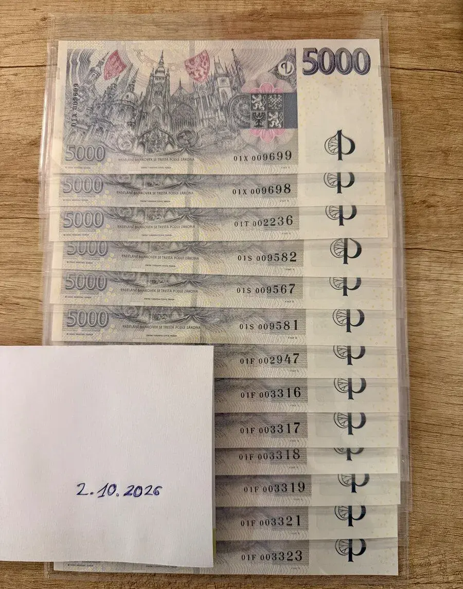 ‼️Bankovky 5000kč s přítiskem ČNB stav UNC‼️