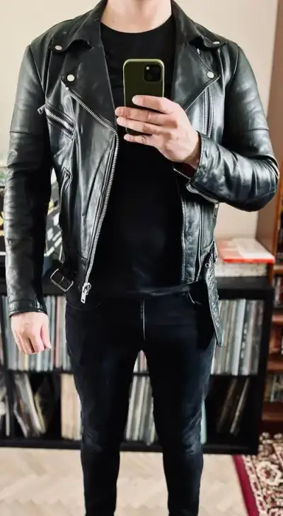 Křivák, kožená bunda, pravá kůže, vintage, YKK zipy,