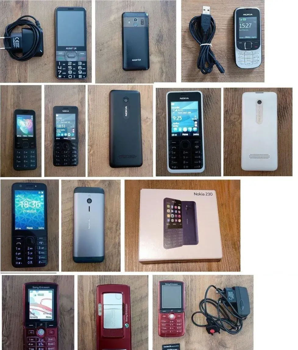 7 ks tlačítkových mobilů - Nokia, Sony Ericsson, Aligator