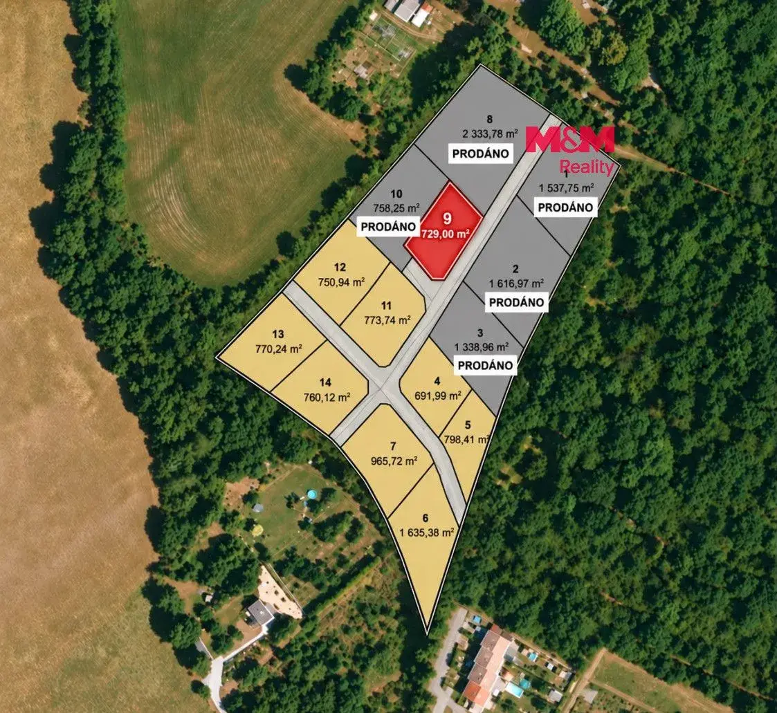 Prodej pozemku k bydlení, 729 m², Líšťany
