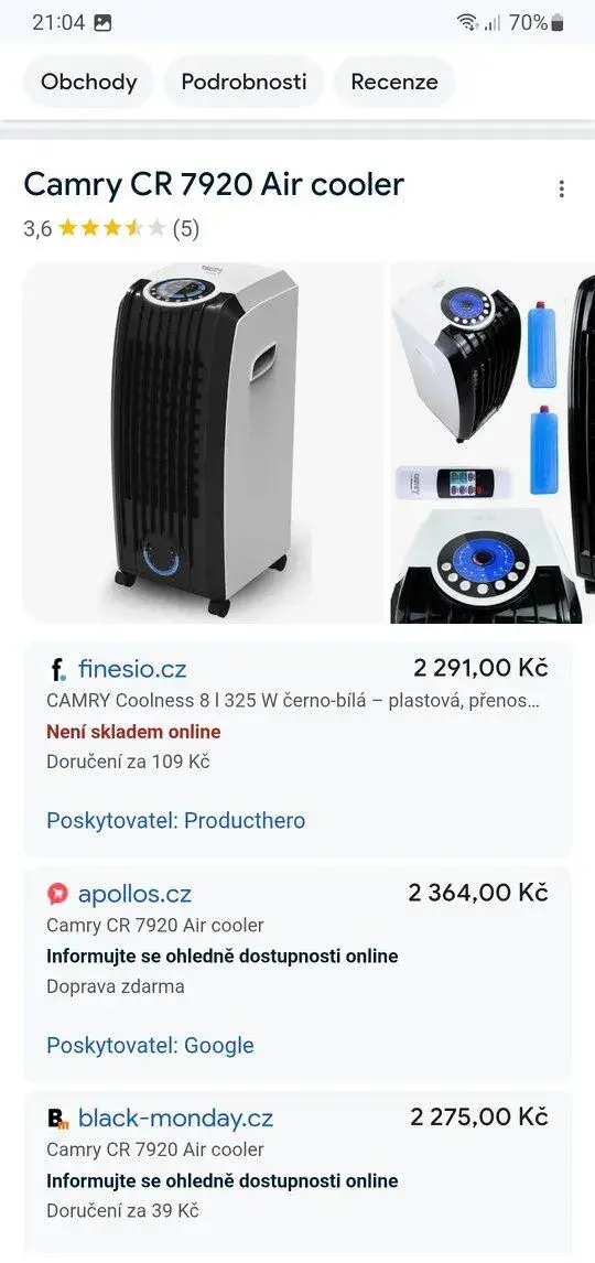 Nepoužívaný ochlazovač a zvlhčovač vzduch