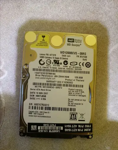 disk HDD Western Digital Scorpio 120 GB (SATA)