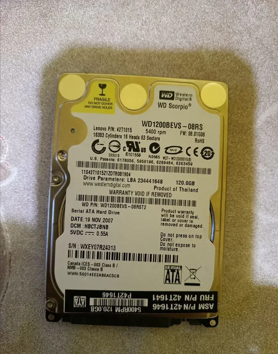 disk HDD Western Digital Scorpio 120 GB (SATA)
