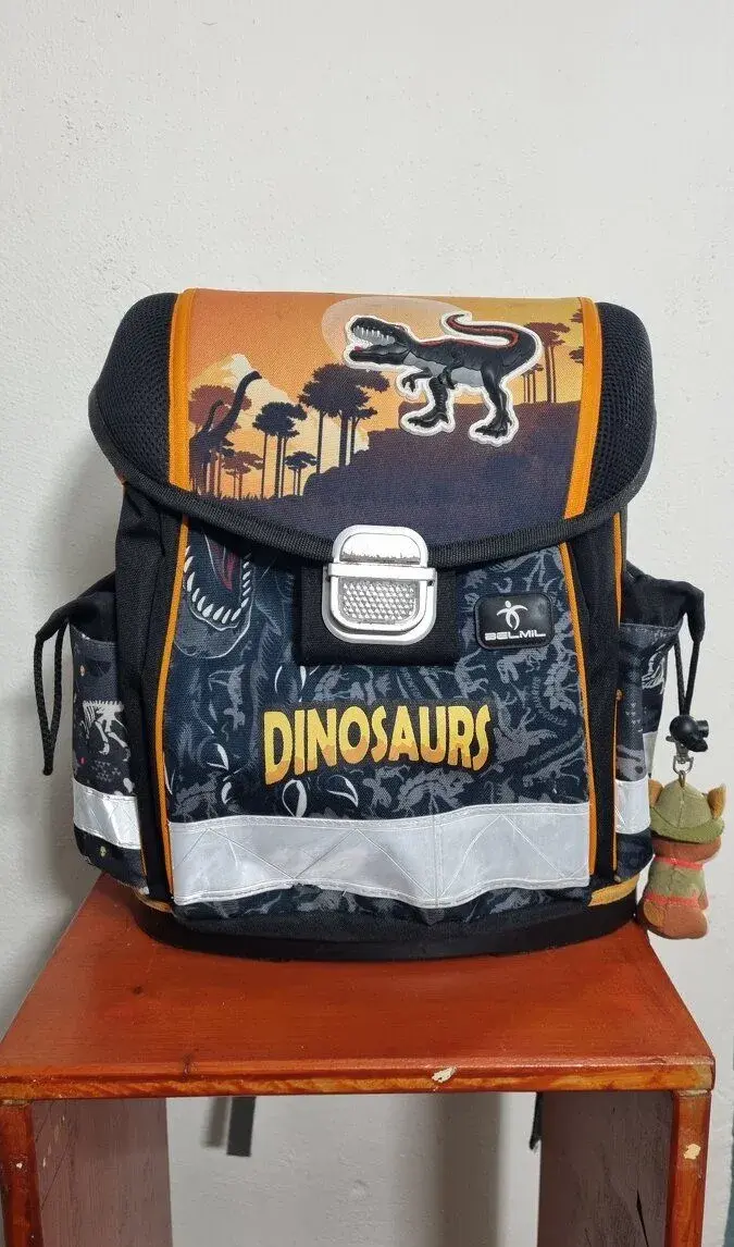 Aktovka s dinosaury.