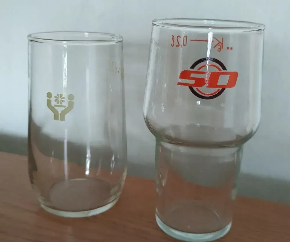 Retro skleničky 0,2 l - cejchované, tenkostěnné -limo pivo
