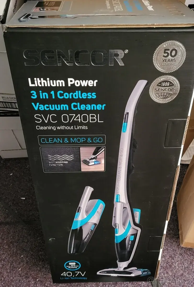 Tyčový vysavač Sencor, mokrého vytírání, LED, Li-Ion 40,7 V,