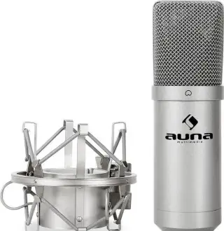 Stříbrný mikrofon Auna MIC-900b k počítači + rameno