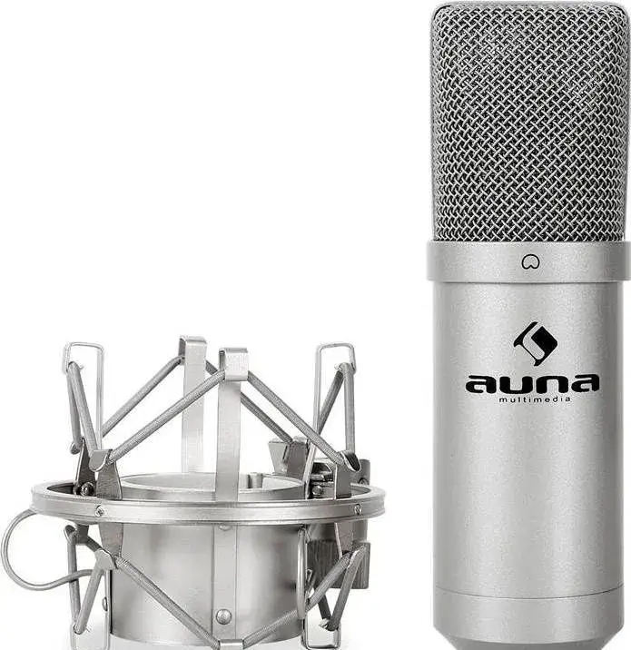 Stříbrný mikrofon Auna MIC-900b k počítači + rameno