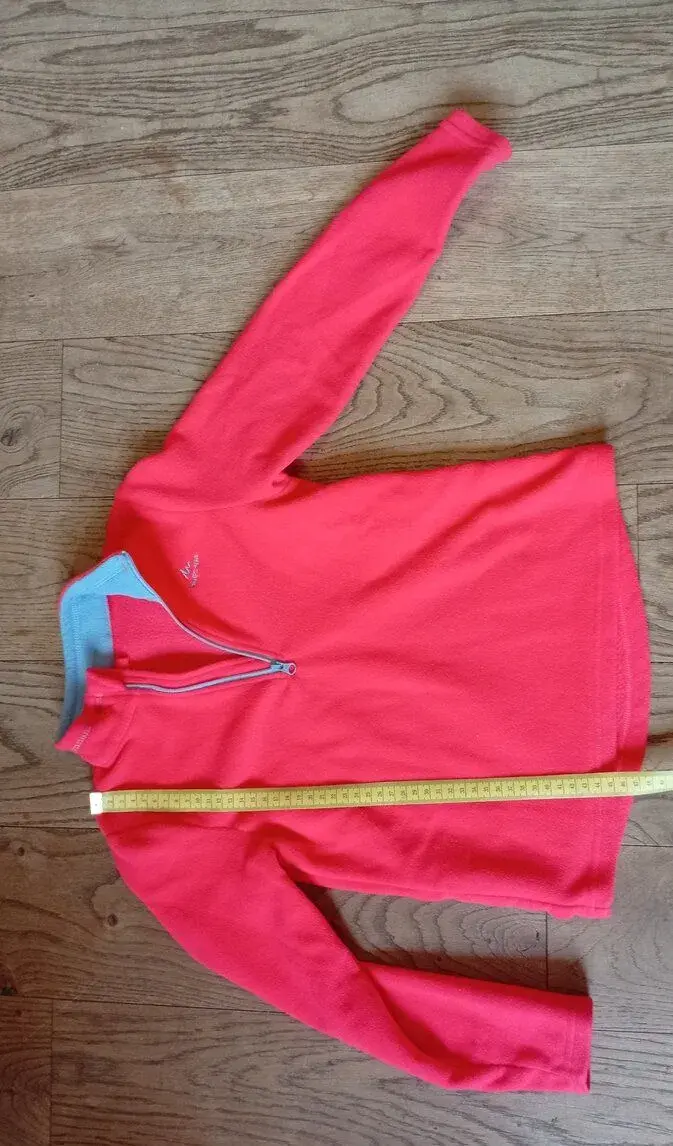 oranzova mikina divci decathlon delka 47 cm