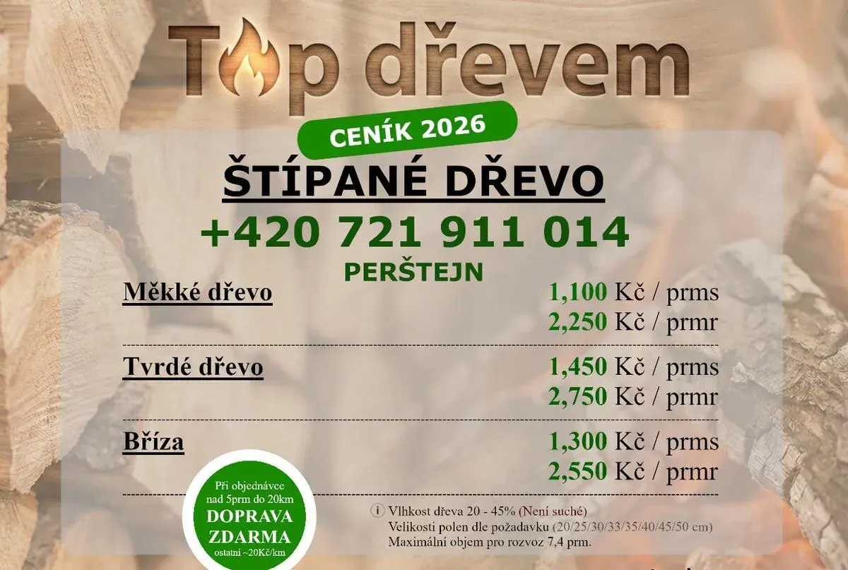 Štípané palivové dřevo – Perštejn