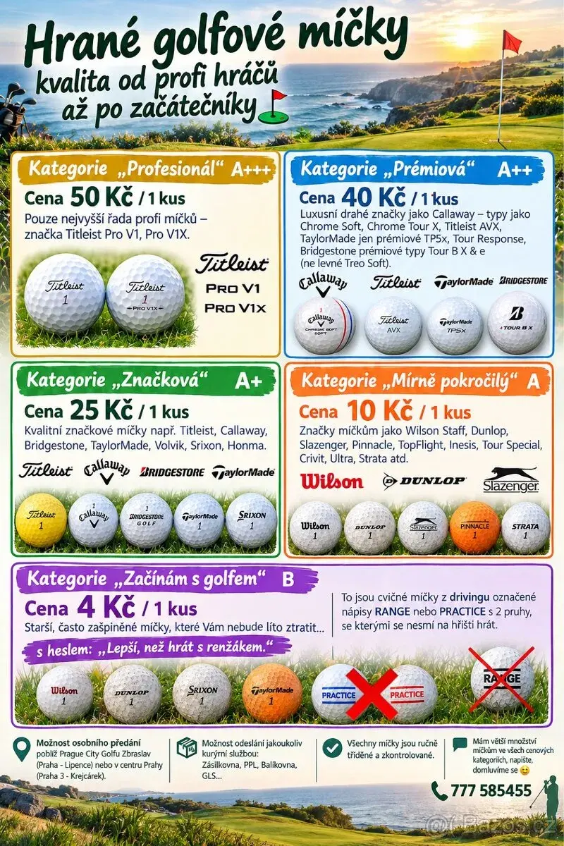 Hrané golfové míčky - kvalita od A+++ až po B