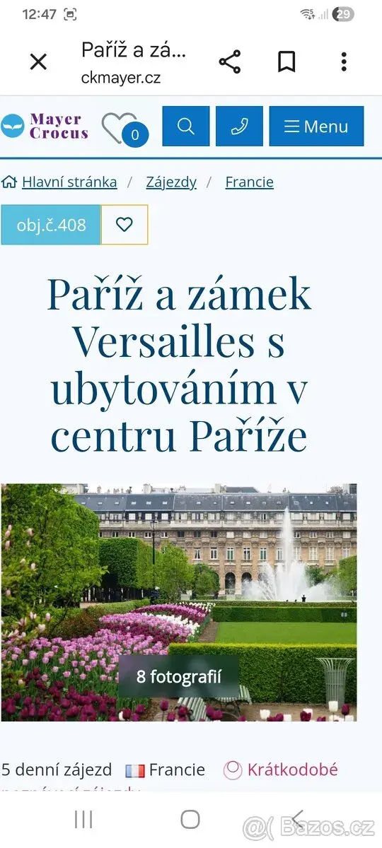 Paříž a zámek Versailles s ubytováním v centru Paříže