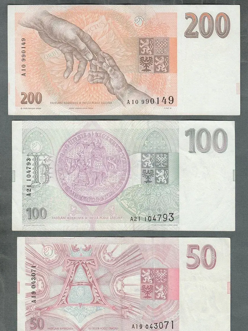 Staré bankovky sestava vydání 1993 VZÁCNÉ 50-200 Kč pěkné