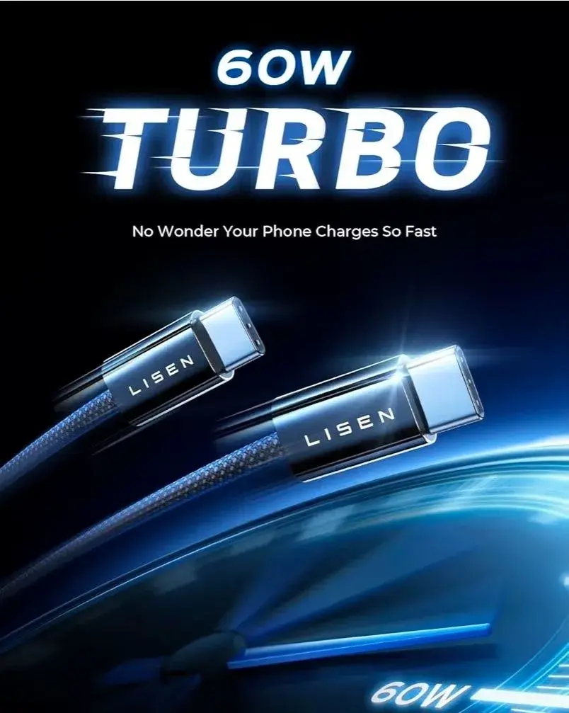 Kabel LINSEN USB-C/USB-C, 60W,(3.1A)2M.🔥Špičková kvalita 🔥