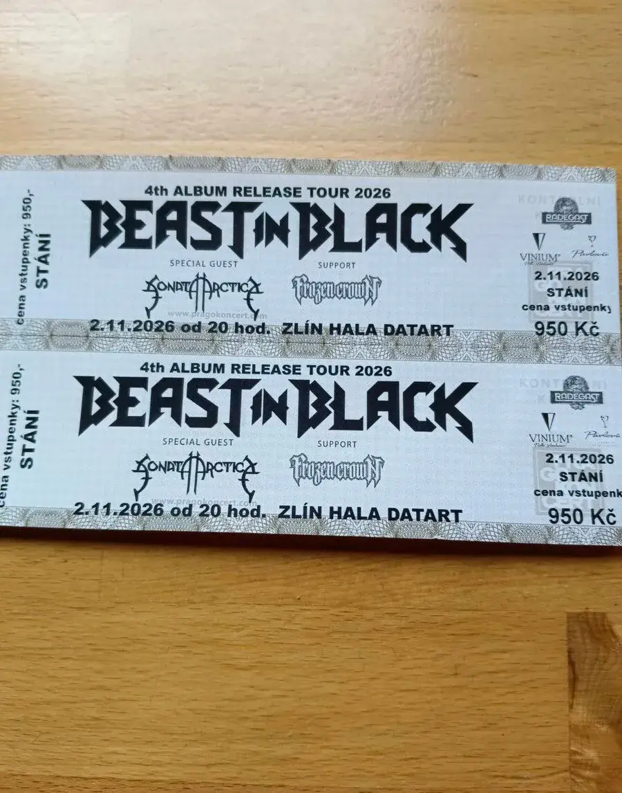2x vstupenky Beast in black na stání - 850 Kč
