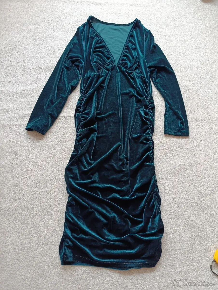 Tmavě zelené sametové šaty Shein vel. 3XL