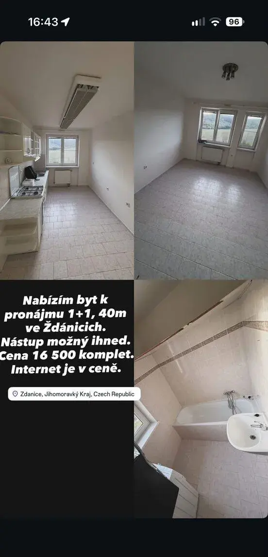 Pronájem bytu 1+1 Ždánice