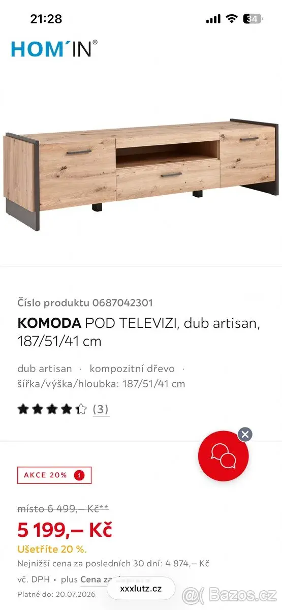 Dub artisan - tv stolek, konferenční stolek a police