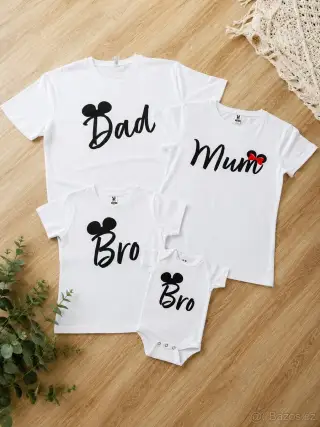 Ouškatá trika Mum, Dad, Bro, Bro-pouze jako celek